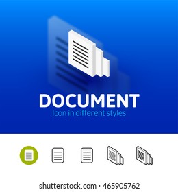 Document color icon, vector symbol in flat, outline and isometric style isolated on blur background