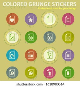 document colored grunge icons with sweats glue for design web and mobile applications
