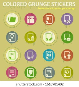 document colored grunge icons with sweats glue for design web and mobile applications