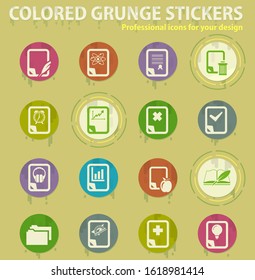 document colored grunge icons with sweats glue for design web and mobile applications