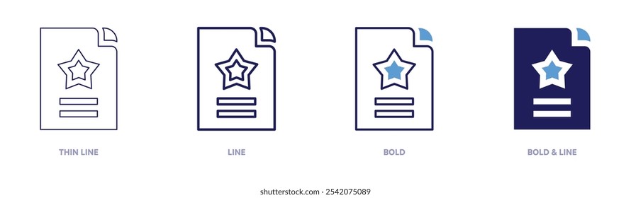 Icono de comentarios del documento en 4 estilos diferentes. Línea delgada, línea, negrita y línea negrita. Estilo duotono. Trazo editable.