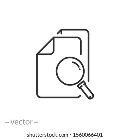 document compliance control icon, result assessment review, financial audit, thin line web symbol on white background - editable stroke vector illustration eps 10