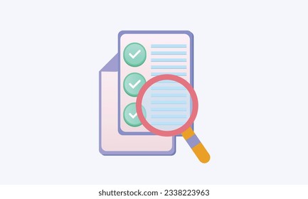 Document compliance control icon, result assessment review, financial audit.on white background.Vector Design Illustration.