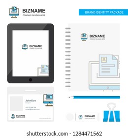Document in computer Business Logo, Tab App, Diary PVC Employee Card and USB Brand Stationary Package Design Vector Template