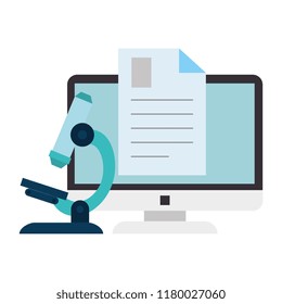document with computer and microscope