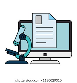 document with computer and microscope