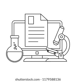 document with computer and tube test