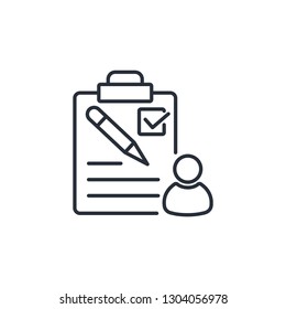 The document confirming authority, admission. Vector linear icon on white background.