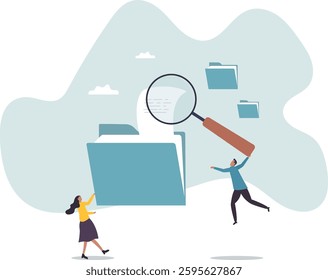 Document, content or research paper, documentation file folder storage, report or paperwork,. character for design