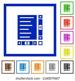 Document with content and scroll bars flat color icons in square frames on white background