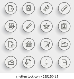 Document contour icons with buttons on gray background.