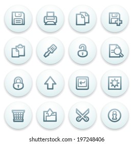 Document contour icons on blue buttons.