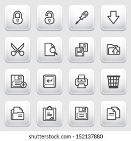 Document contour icons on gray background.