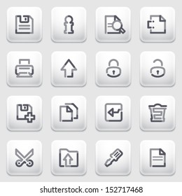 Document contour icons on gray background.