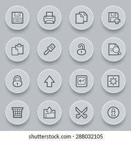 Document contour icons on gray buttons.