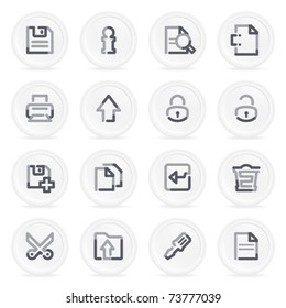 Document contour icons on gray buttons, set 1.