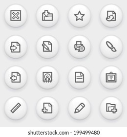 Document contour icons on white buttons.