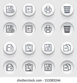 Document contour web icons on white buttons.