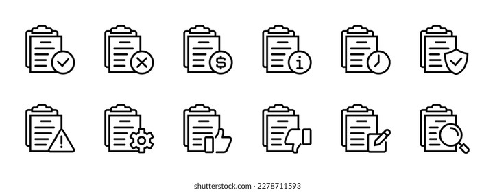 Documentar el estado de aprobación de contrato icono esquema de diseño de procesos de contrato de papel de diseño vectorial para solicitud de finanzas, acuerdo de política de términos de cualquier aplicación comercial