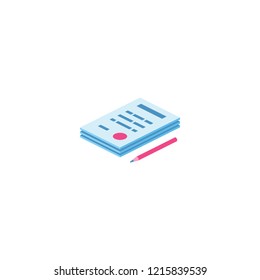 Document, contract, form isometric 3d icon. Creative illustration idea.
