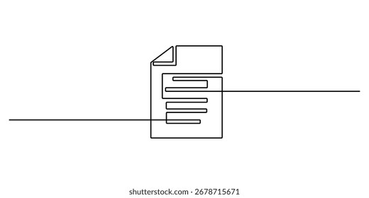 Document contract paper continuous one line drawing. Vector illustration