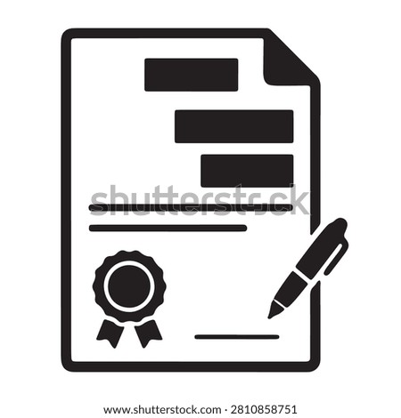 Document contract with signable area and award seal contract document agreement business signature