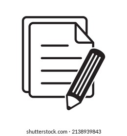 Document, contract vector icon, Paper with pencil icon.