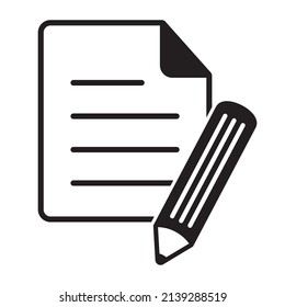 Document, contract vector icon, Paper with pencil icon.