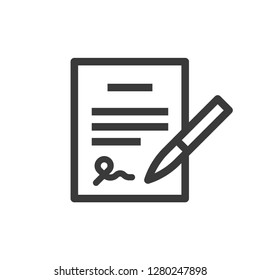 Document contract vector line icon