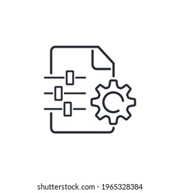 Document and control panel. Configuring document parameters. Vector linear icon isolated on white background.