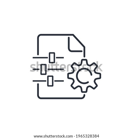 Document and control panel. Configuring document parameters. Vector linear icon isolated on white background.