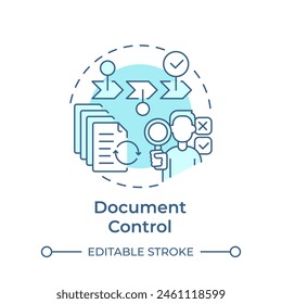 Document control soft blue concept icon. Records management, data analysis. Operational efficiency. Round shape line illustration. Abstract idea. Graphic design. Easy to use in infographic