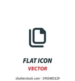 Document copy icon in a flat style. Vector illustration pictogram on white background. Isolated symbol suitable for mobile concept, web apps, infographics, interface and apps design.