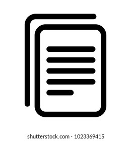 Document copy icon. Sheet of paper with text. Outline modern design element. Simple black flat vector sign with rounded corners.