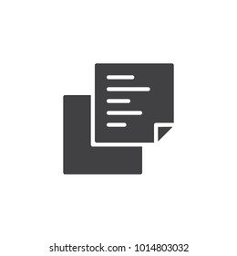 Document copy icon vector, filled flat sign, solid pictogram isolated on white. Sticky notes symbol, logo illustration.