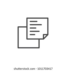 Document copy line icon, outline vector sign, linear style pictogram isolated on white. Sticky notes symbol, logo illustration. Editable stroke