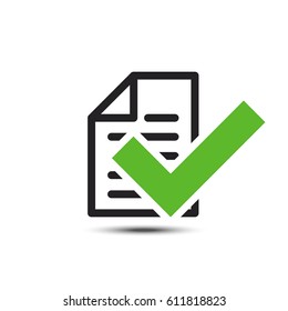Document correct and checked vector icon isolated on white background