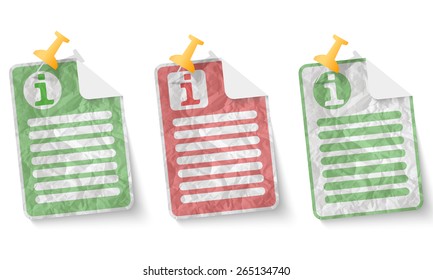 document with crumpled paper and info symbol