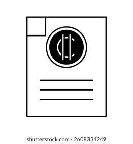 Document crypto icon with sleek, modern design. Ideal for blockchain records, smart contracts, and digital assets. High-quality vector, fully editable and perfect for fintech projects.