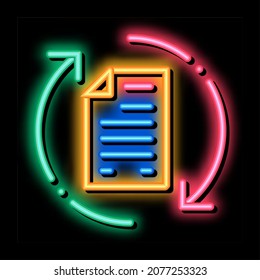 Document Cycle neon light sign vector. Glowing bright icon Document Cycle sign. transparent symbol illustration