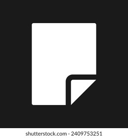 Icono de Ui glifo en modo oscuro del documento. Cargar archivo. Traducción automática. Diseño de interfaz de usuario. Símbolo de silueta blanca en el espacio negro. Pictograma sólido para web, móvil. Ilustración aislada del vector