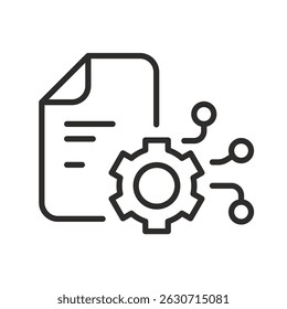 Document with data integration icon. Software development. Vector illustration.