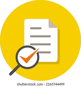 Document data and magnifying glass icon