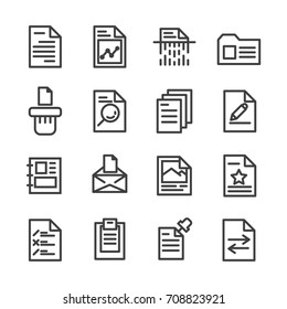 document data paper line icon set