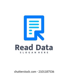 Document data reader letter R logo design template vector