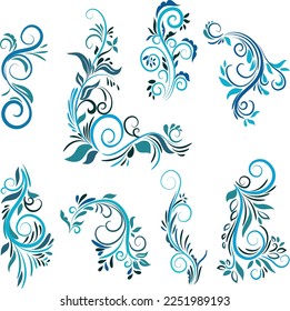 Document decorative elements flora sketch elegant curves design