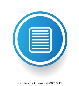 Document design icon on blue button,white background,clean vector