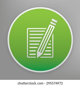 Document design icon on green button, clean vector
