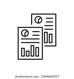 Document with diagram icon vector illustration. File icon on isolated background. Report sign concept.