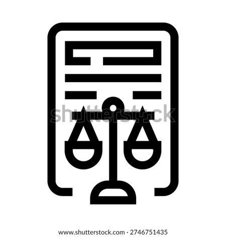 Document displaying a balanced scales of justice icon, representing law, judgment, and legal proceedings, symbolizing fairness and equilibrium within the judicial system